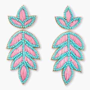 2025 New Arrivals Leaf Design Sea <b>Green</b> Unisex Handmade Seed Bead Classic Stud <b>Earrings</b> for Wedding - Product Image 1
