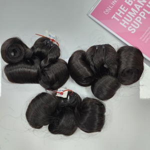 Paquetes de cabello humano crudo vietnamita de alta calidad superior Estilo rizado de color 1B con encaje HD Venta al por mayor Dropshipping de Genius Weft - Product Image 5