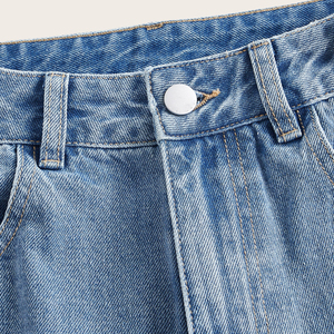 Shorts en molleton vintage taille haute pour femmes, brodés, délavés, respirants, écologiques, vente en gros, mode personnalisée, OEM - Product Image 3