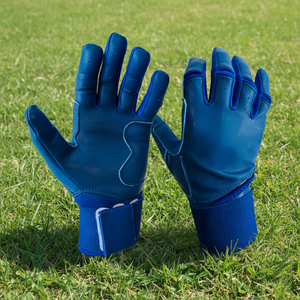 Guantes de Bateo de Béisbol de Cuero Personalizados, Cierre de Gancho y Bucle Ambidiestro, Duraderos, Cómodos, Ecológicos, Guantes Deportivos Azules - Product Image 1