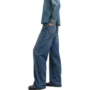 Salopette ample pour femme, jambe large, coupe ample, respirante, écologique, 100% coton denim, streetwear tendance, confortable et décontractée - Product Image 5