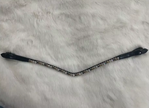 Alta calidad hecho a mano 100% cuero indio genuino caballo ecuestre browbands cristales MH Global Exports marca logotipo personalizado a granel - Product Image 3