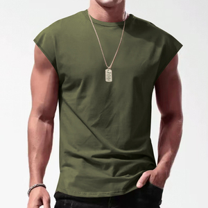Camiseta sin mangas informal de verano con cuello redondo para hombre, diseño sin mangas, 100% algodón, Digital, ajustada, antibolitas, ocio, correr, Fitness, deportes - Product Image 4