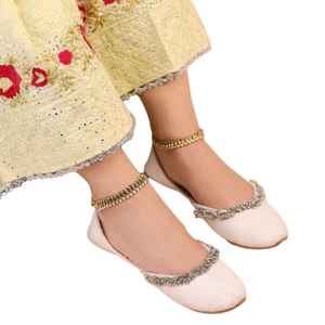 Chaussures plates légères et tendance pour femmes, style pakistanais traditionnel, Khussa Punjabi indien, en cuir, couleurs personnalisables - Product Image 1