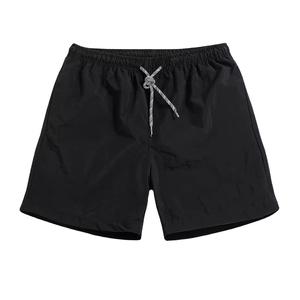 กางเกงกีฬาขาสั้นลำลองสำหรับผู้ชายกางเกงผ้าฝ้ายถักเอวยางยืดพิมพ์ลายสีพื้นแห้งเร็ว - Product Image 3