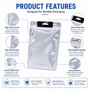 Emballage transparent de l'étui de la pochette du téléphone portable avec impression personnalisée feuille d'aluminium UV mylar sac d'emballage scellé à l'arrière flexible en plastique - Product Image 4