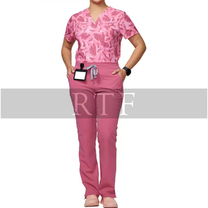 Nouveaux produits imprime timbre uniforme d'hôpital à manches courtes gommages médicaux haut femmes pour infirmière par Raw To Fine - Product Image 3