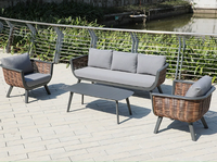 Modernes Outdoor-Aluminium-Balkonsofa-Set Dunkelgraues Rattan-Gartenmöbel für Innenhof Hotel Küche Apartment