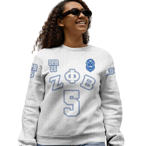 Zeta Phi Beta 1920 Divine Nine Pull en tricot ZPhiB Sorority Blue White Chenille Letters Greek Life Premium Pull - Product Image 5
