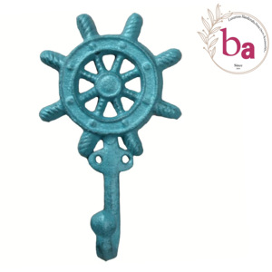 Gancho de rueda Náutica de hierro fundido, perchero para ropa, ganchos de hierro con temática de barco - Product Image 1