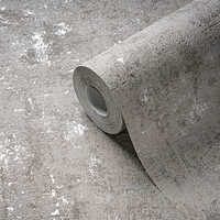 Papier peint vinyle non tissé gris argenté moderne fabriqué en Allemagne, aspect plâtre, 10,05x0,53m, très résistant à l'usure, pour la maison