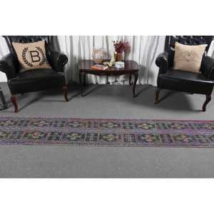 Turkish 1.6x10.7 ft Rug, <b>Runner</b> Vintage Rug, <b>Red</b> Bordered Wool Rug - Product Image 2