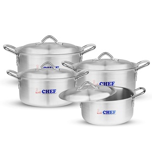 Chef Best Acier Argenté 4 Pcs Casserole Set/ Handi Set - 32/38 Cm-Métal 2024 Nouveau Design - Product Image 1