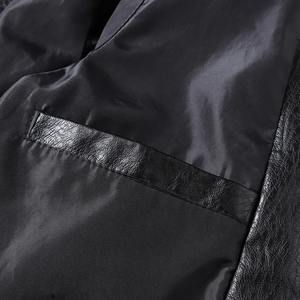 Veste de vélo en cuir PU personnalisée pour hommes coupe ample col montant de grande taille rabattu non tissé fini vêtement teint en polaire chauffante - Product Image 4