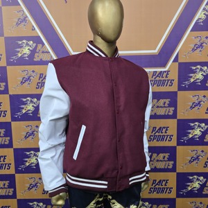 Veste de luxe personnalisée blanc bourgogne pour hommes manches en cuir Letterman Varsity Jacket pour hommes - Product Image 6