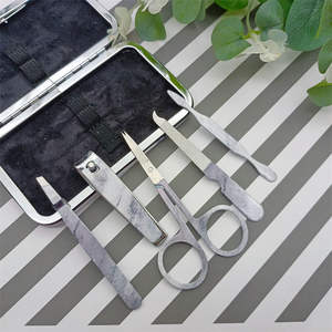 Ensemble de manucure et pédicure personnalisé de 5 pièces en acier inoxydable coupe-ongles ciseaux de beauté des sourcils boîte en cuir PU soins personnels pied ANAAIF - Product Image 6