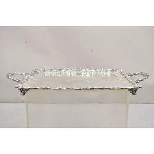 Bandeja Festoneada Plateada Coleccionable, Bandeja de Servir Festoneada de Estilo Victoriano Plateada Inglesa Vintage - Product Image 2