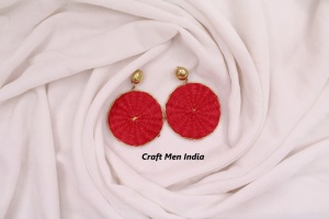 Pendientes geométricos cuadrados coloridos de rafia Bohemia, pendientes de ratán multicolor con regalo de perlas para personas conscientes del estilo - Product Image 5