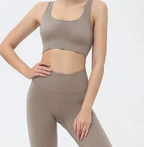 Women's Custom Wholesale OEM Gym Sets Solid Pattern Two-Piece Exercise Leggings Fitness Yoga Wear Plus Size Sports Suits - Product Image 5