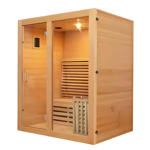 ห้องซาวน่าประตูกระจกสี่เหลี่ยมห้องอบไอน้ำ<span class=keywords><strong>2</strong></span>คนห้องซาวน่าพร้อมฝักบัวและอินฟราเรดไกล - Product Image 3
