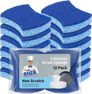 Éponge à récurer en cellulose anti-rayures MR.SIGA, éponge à vaisselle double face, lot de 12 - Product Image 5