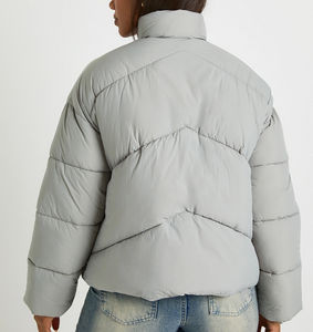 <b>Women</b> <b>Crop</b> <b>Puffer</b> <b>Jacket</b> Warm Regular Coat Zipper Design Winter Outerwear Fashion Streetwear Casual Daily Knitted Breathable - Product Image 2