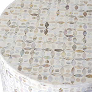 Mesa de centro blanca de estilo minimalista de lujo hecha a mano con diseño de ojo de gato, muebles de diseño con incrustaciones de hueso - Product Image 5