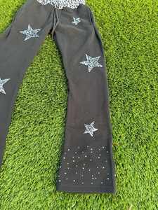 Nouvelle mode, vêtements de rue pour adultes, sweat à capuche à fermeture éclair très vendu, pantalon évasé doublé de satin, coton, imprimé personnalisé, survêtement avec strass - Product Image 6