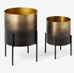 Pot de fleurs en métal de style nordique en laiton doré, grand pot rond avec support amovible pour jardin et salon, pot en métal - Product Image 6