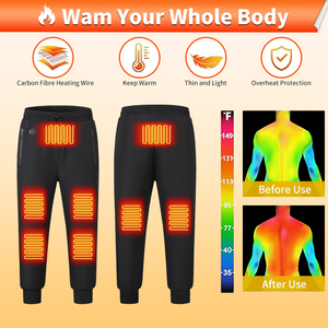 Quần sưởi ấm có thể sạc lại qua USB ngoài trời Quần sưởi ấm 8 vùng Quần mùa đông Quần sưởi ấm bằng điện ấm áp và dày - Product Image 2