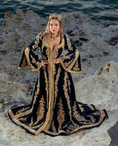 2024 elegante caftán de boda con bordado pesado trabajo cristal Beadssstonesequence Dabka trabajo mangas adornadas hechas de seda - Product Image 1