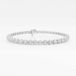 Bracelet tennis en or 14 carats avec diamant moissanite taille ronde, sertissage à trois griffes, style tendance - Product Image 1