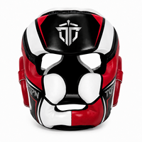 Casque de boxe ouvert personnalisé avec logo, en cuir PU de haute qualité, réglable, protection des joues et des oreilles, pour Muay Thai et Kickboxing
