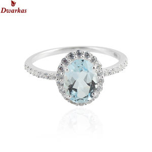 High gemstone quality fashion <b>jewellery</b> 925 sterling silver <b>blue</b> topaz CZ multi stone halo rings for women wedding parties gift - Product Image 2