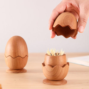Caja de palillos de madera con diseño único creativo, caja de palillos de madera con forma de huevo para uso en Hotel, hogar, restaurante - Product Image 1