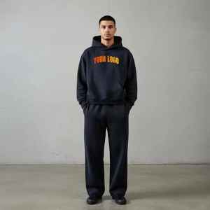 Conjunto de Sudadera con Capucha y Pantalones Deportivos Holgados Unisex de Invierno, 100% Algodón, de Peso Medio, Estilo Informal, para Hombre - Product Image 3