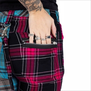 Pantalones cargo de mezclilla de color personalizado para mujer, pantalones góticos de estilo boyfriend con cremallera y cordón, ropa de calle informal con bolsillos - Product Image 3