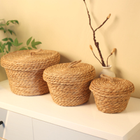 Panier de rangement moderne et minimaliste en corde de papier tressée avec bord souple, idéal pour bureau et table basse, pour le dropshipping transfrontalier