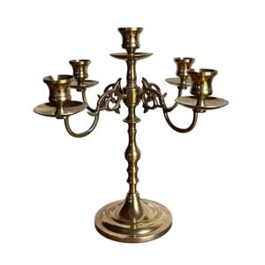 Candélabre à 3 bras en laiton massif de qualité supérieure, orné et poli, pour décoration de table, idéal pour les mariages et événements – Meilleure vente - Product Image 4