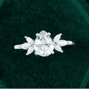 ของขวัญสำหรับผู้หญิงแหวนเพชรโมอิสชุบทองสำหรับ S925ลูกแพร์เงินปรับแต่งได้ - Product Image 5