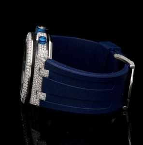 Montre de luxe sertie de diamants en moissanite VVS de haute qualité, résistante à l'eau 20 BAR, mouvement mécanique analogique en acier inoxydable - Product Image 2