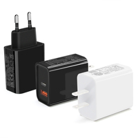 Chargeur mural HNT 20W 1A1C double port USB-A et USB-C PD, adaptateur de charge rapide multi-prises avec prises EU, US, UK, JP, KR et prise UK rétractable
