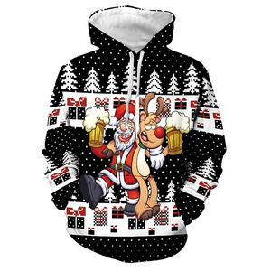 Men's Custom Christmas Hoodies Wholesale Fashion Thermal Slim Fit Crewneck Sweatshirt New Design Hooded for Winter - Product Image 4