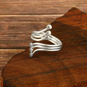 Anillo de Plata de Ley 925 en negrita Chuky ajustable martillado texturizado declaración boda compromiso joyería estilo clásico para fiestas - Product Image 2