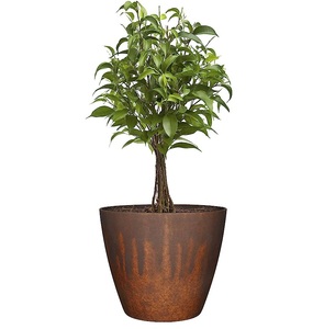 Maceta de metal para macetas, maceta para árboles de piso alto, macetas grandes de latón dorado de mediados de siglo hechas a mano con pie - Product Image 6