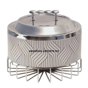 Juego de dos calentadores de alimentos de metal, cazuela de diseñador hecha a mano de calidad superior, forma redonda, olla caliente de metal elegante de mesa - Product Image 5