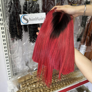 ผมแท้ SHIN HAIR สีแดงแบบมัดเป็นช่อ ตรงธรรมชาติ เวียดนาม เรมี่ ซุปเปอร์ดับเบิ้ลดรอน ติดเทป สำหรับผู้หญิงผิวสี - Product Image 1