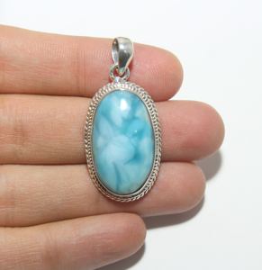 Pendentif en argent sterling 925 naturel Larimar lisse pendentif bijoux grossiste fournisseur Inde - Product Image 6