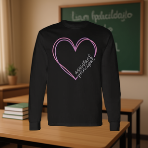 Camiseta de Manga Larga Sutil para el Día de San Valentín con Diseño de Contorno de Corazón para Asistentes Directores, Ideal para Promociones - Product Image 3