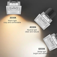 Spot LED carré anti-éblouissement à CRI élevé 7W 15W Bridgelux, encastré au plafond, pour musée, galerie, magasin
